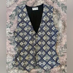 Vintage Women's Blue Patterned vest